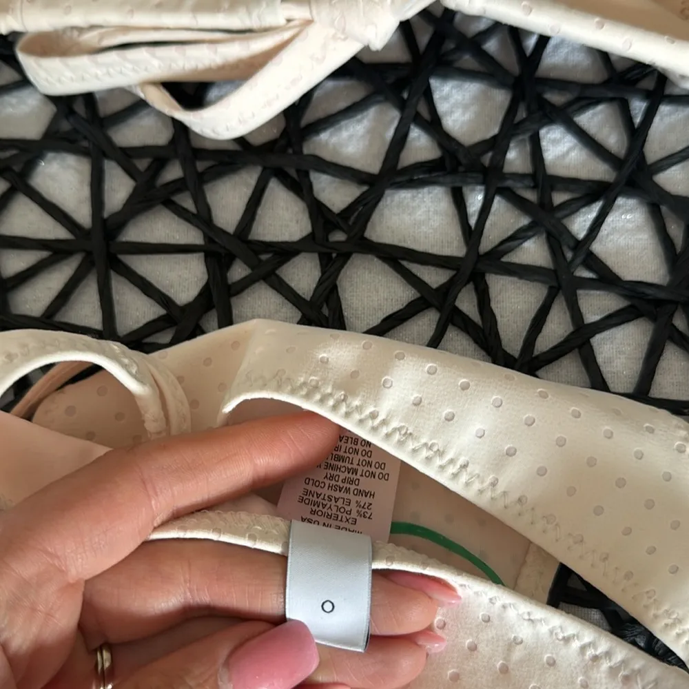 LISA MARIE FERNANDEZ the retro padded triangle in blush pink swiss dot,0,$395 - Image 8