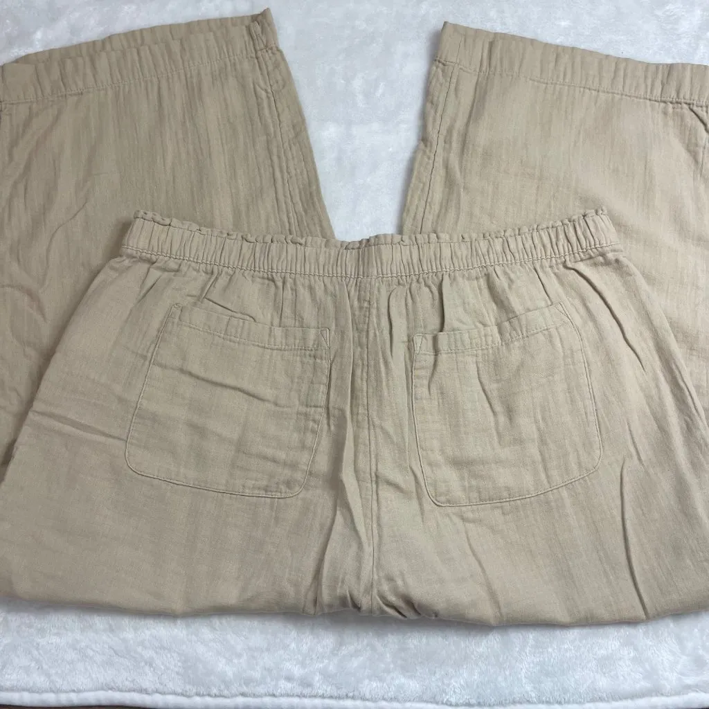 Old Navy High-Rise Wide-Leg Pants Women's Size XL Khaki 100% Cotton‎ Pockets - Image 9