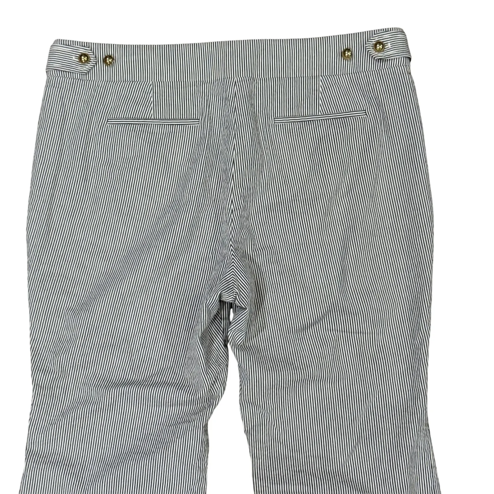 J.Crew Pants Women's Size 16 Teddie Blue Gold Buttons Sailor Wide Leg Cropped - Image 5