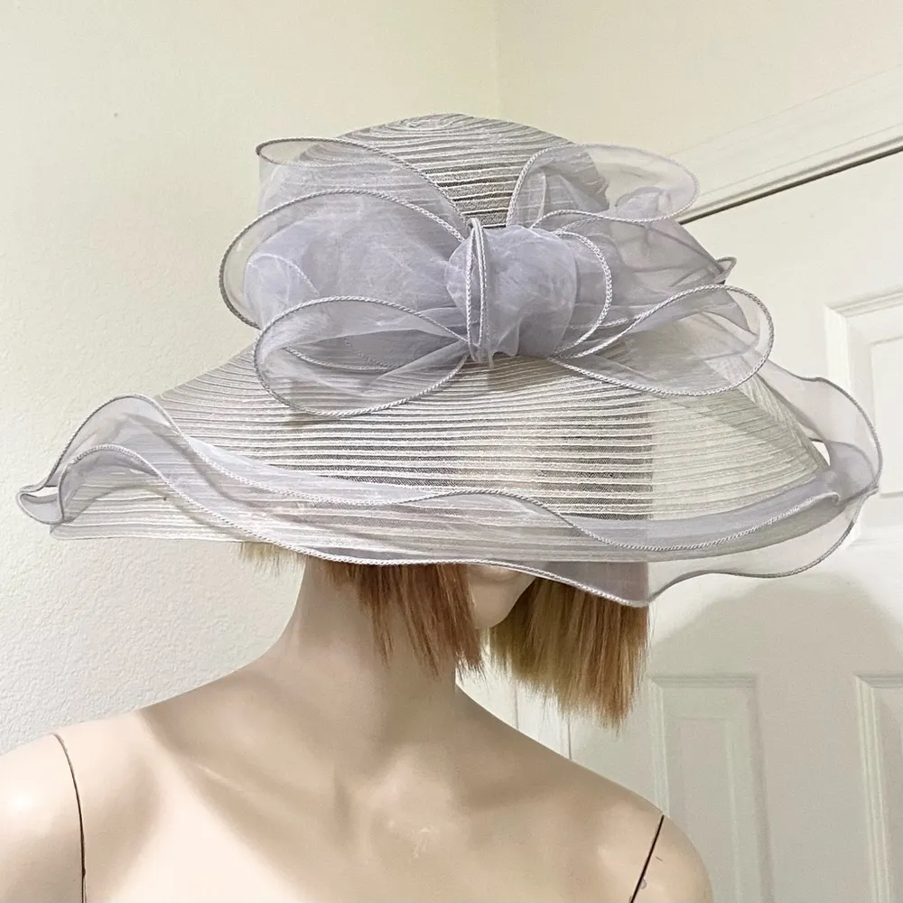 Vintage GIOVANNIO NY “Truly” Gray Wide Brim Dress Hat Derby Fascinator Hat - Image 3
