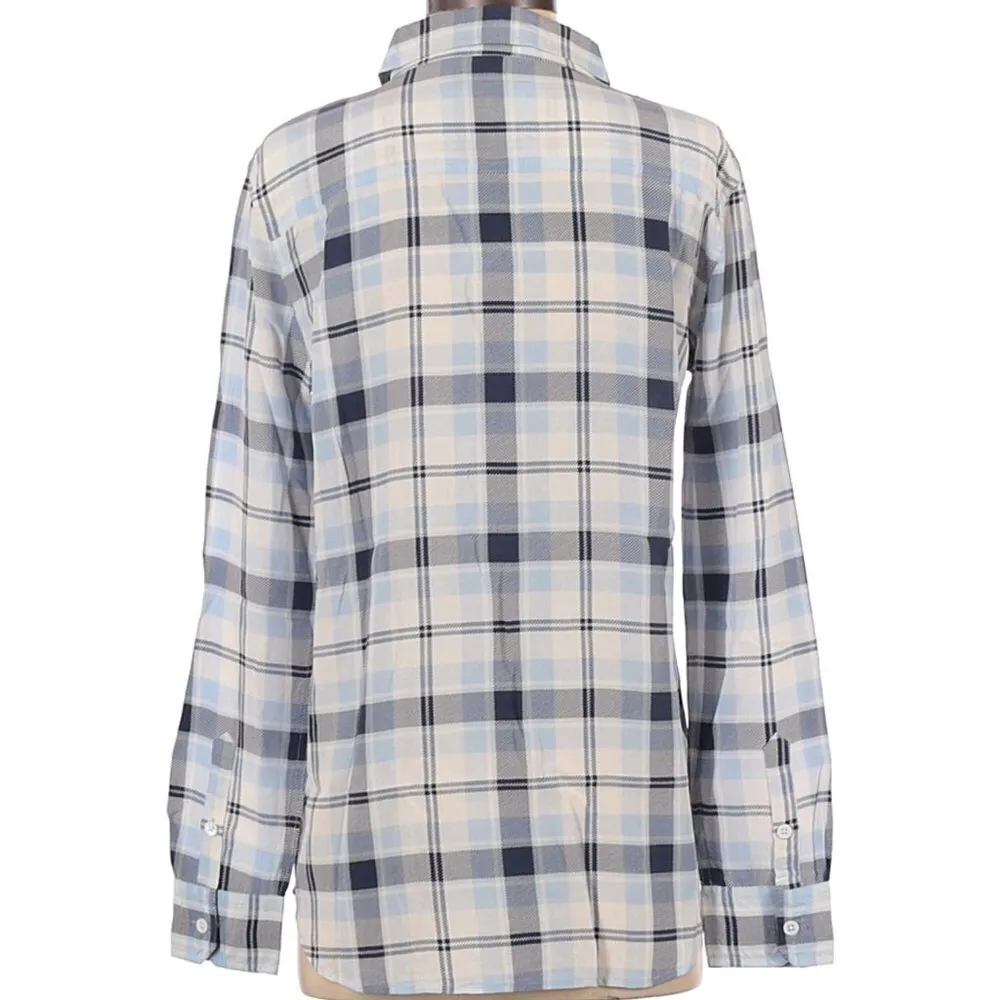Equipment checkered half button Silk Top - Image 8