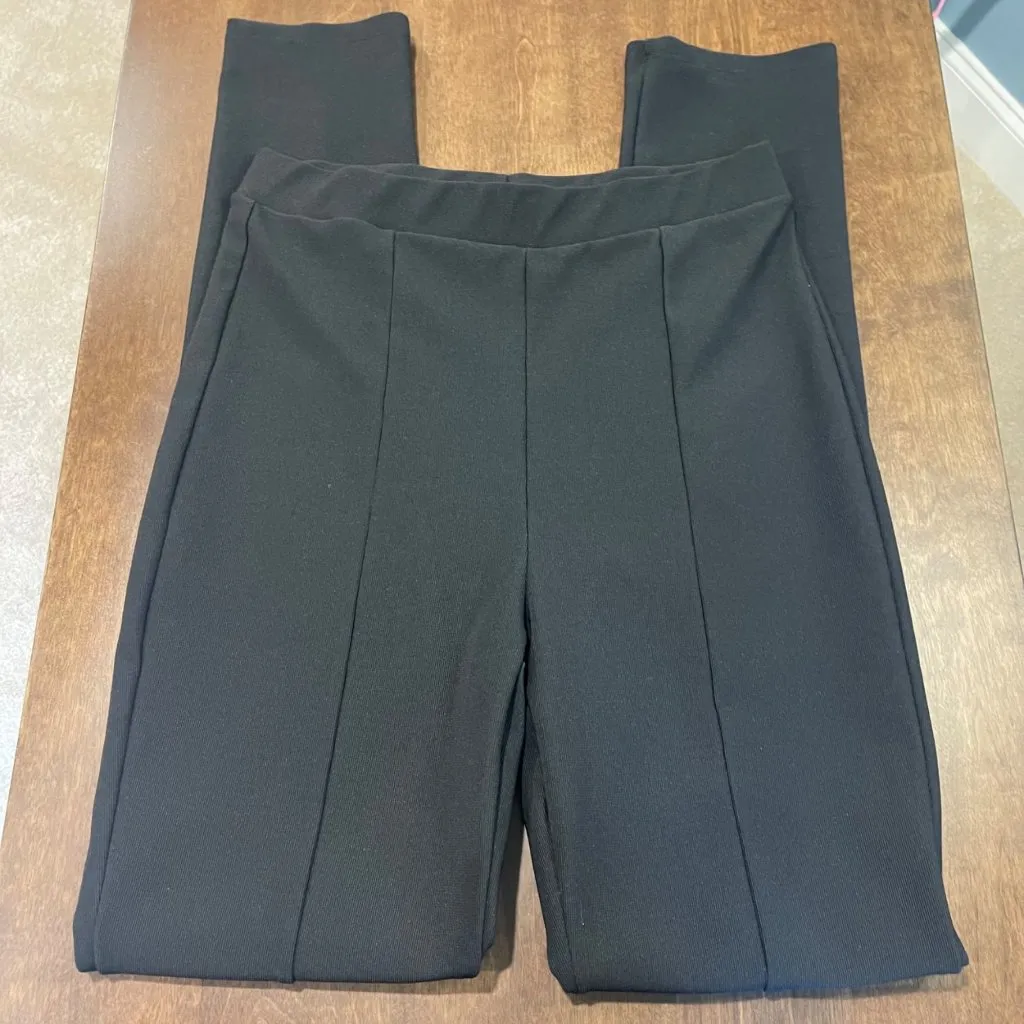 Zara High Rise Ribbed Leggings Women's Size XL Front Slit Elastic Waist Workwear - Image 7