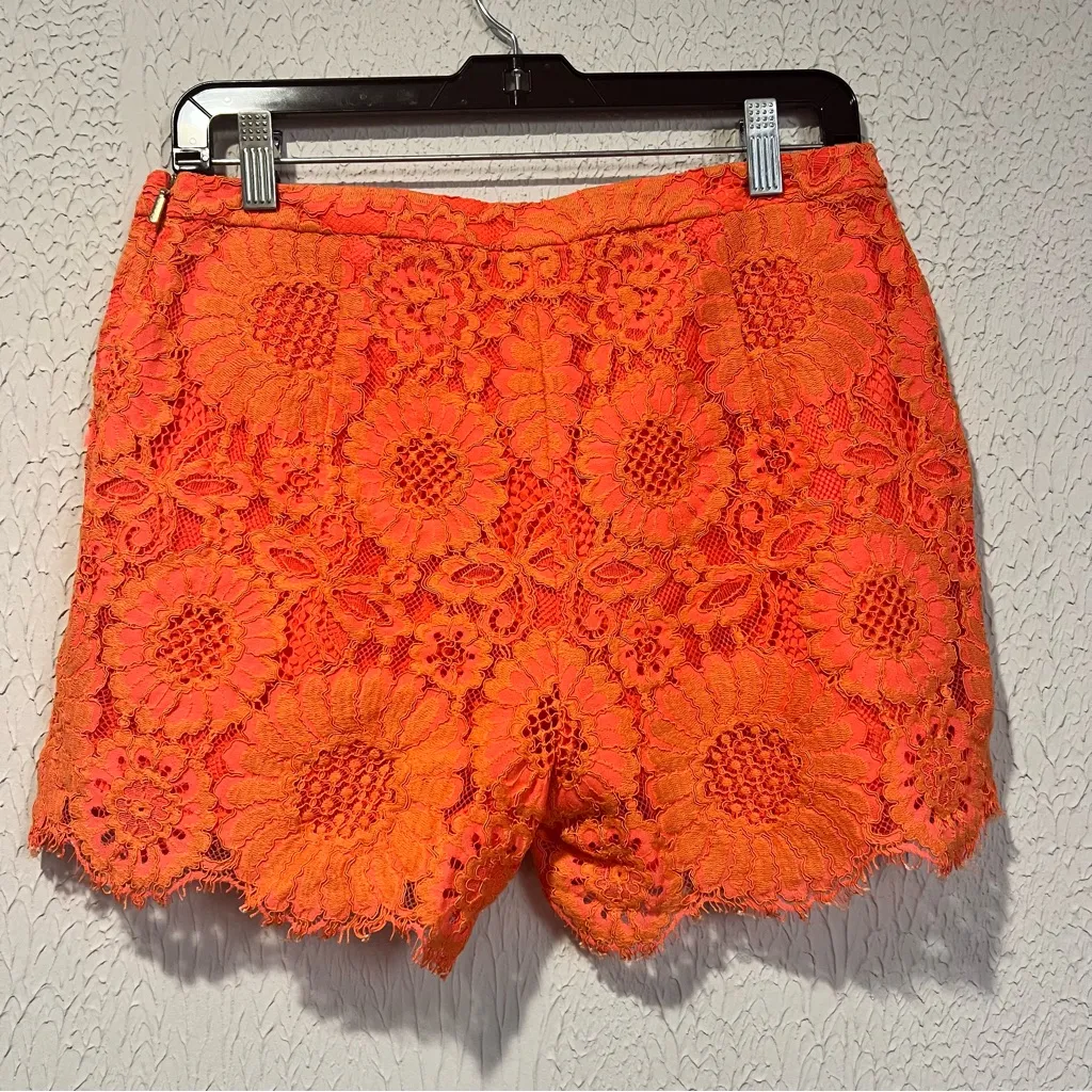 Trina Turk High Waist Floral Lace Reef Red Brightness Shorts size 4 - Image 12