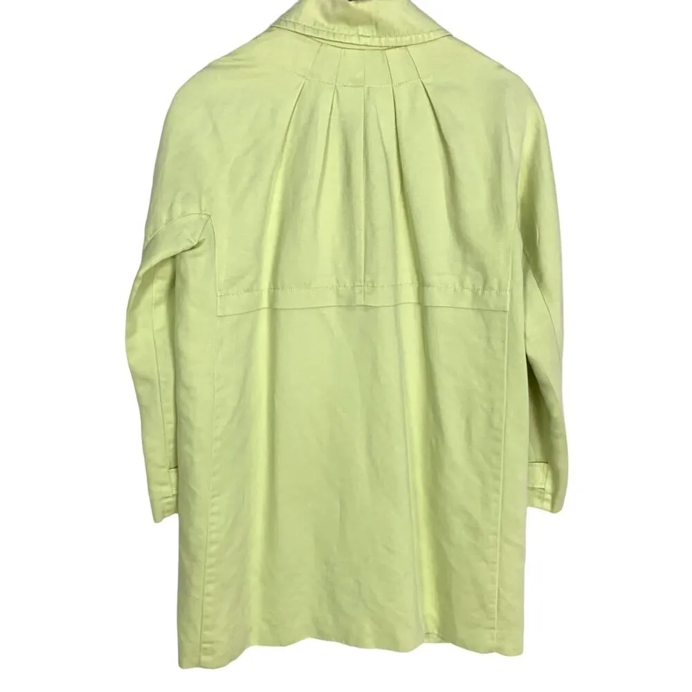 J. Jill Button Trench Jacket Linen Blend Long Sleeve Button Front PS Lime Green - Image 4