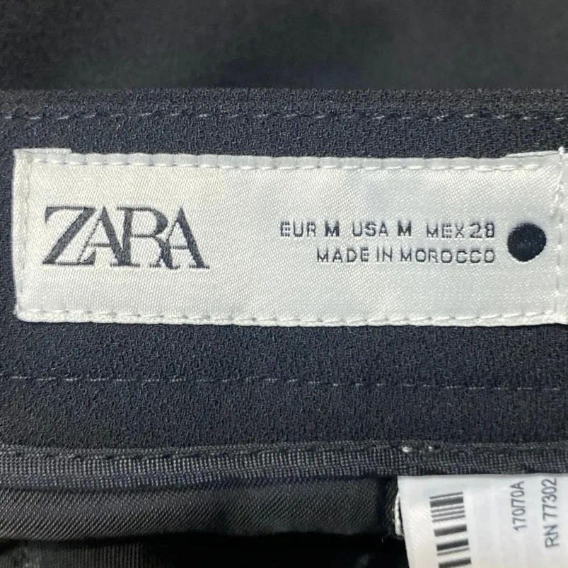 Zara Women's Black High Waisted Straight Leg Career Trousers Dress Pants Size M - Image 4