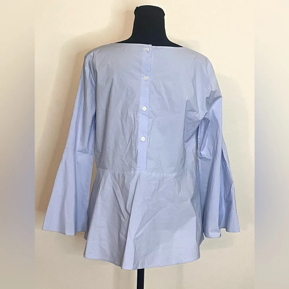 Ann Taylor- Petite Poplin Flute Sleeve‎ Blouse baby blue 
Size M - Image 5
