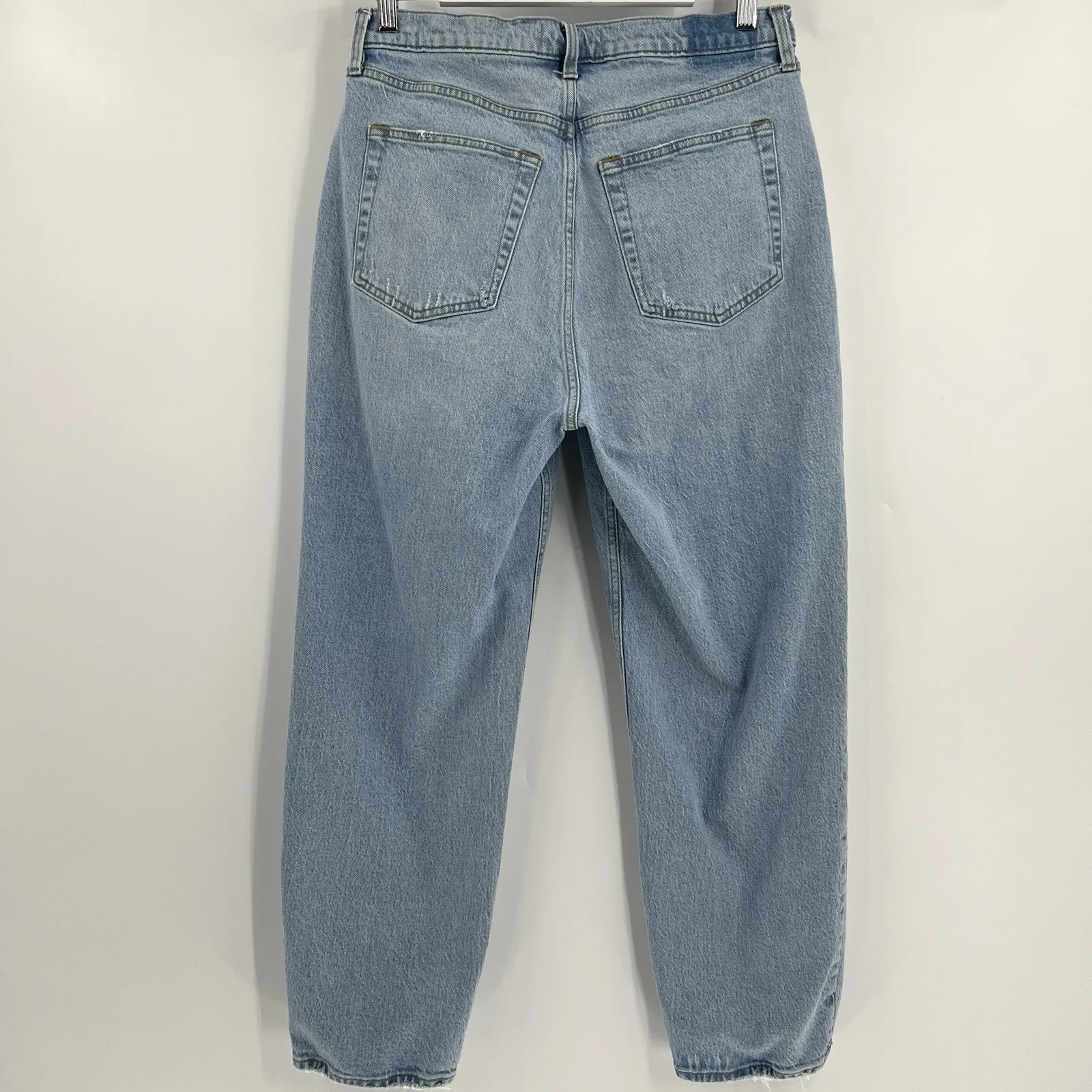 Abercrombie & Fitch Dad High Rise Jeans Curve Love Asymmetrical Waist Size 10S - Image 6