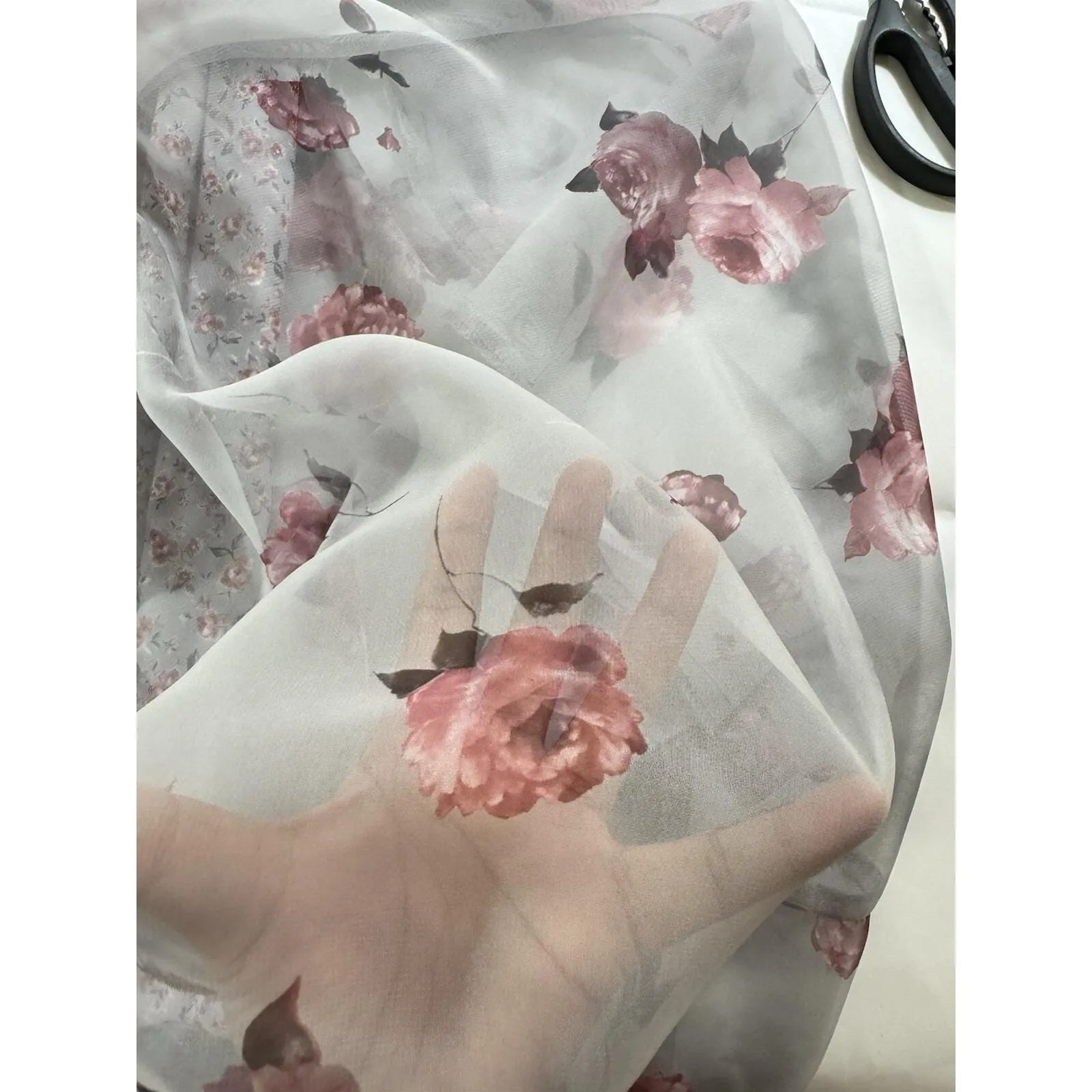 y2k Tailor B Moss sz 6 Gray Sheer Floral Dress Made In US whimsgoth‎ cottagecore - Image 5