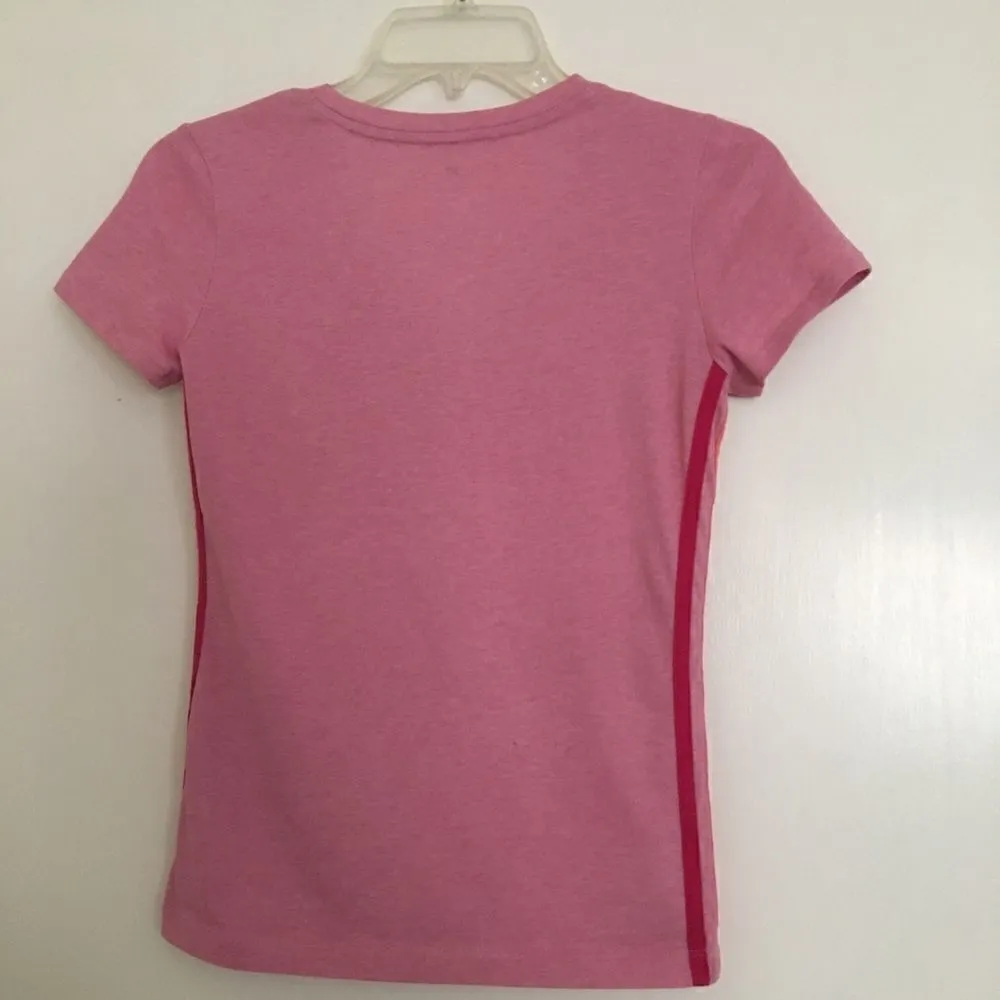 Adidas Y2K Climalite V-neck t-shirt women’s S pink  with stripes - Image 4