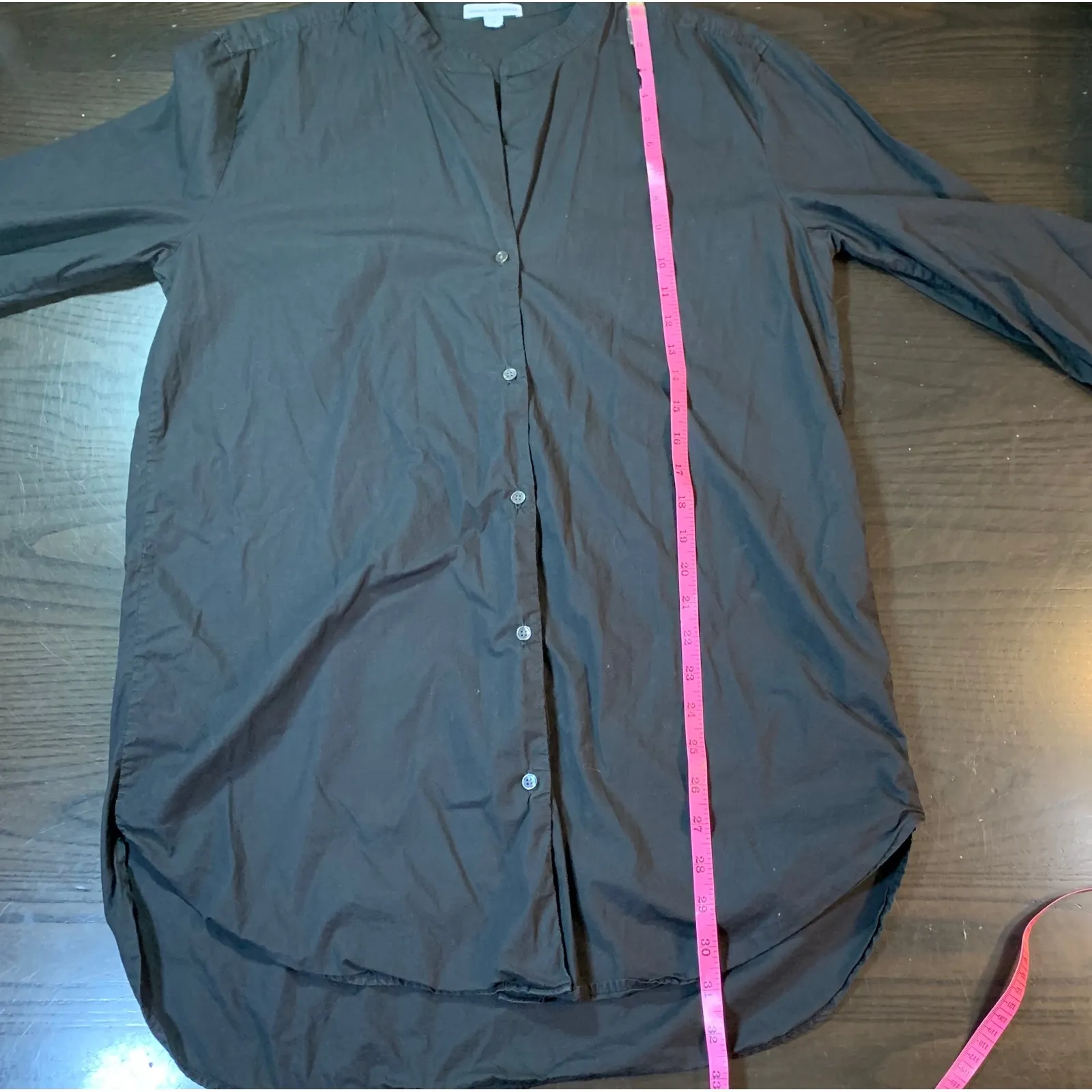 Standard JAMES PERSE Black Split Mandarin Collar Button-Up Cotton Shirt 3 Large‎ - Image 10