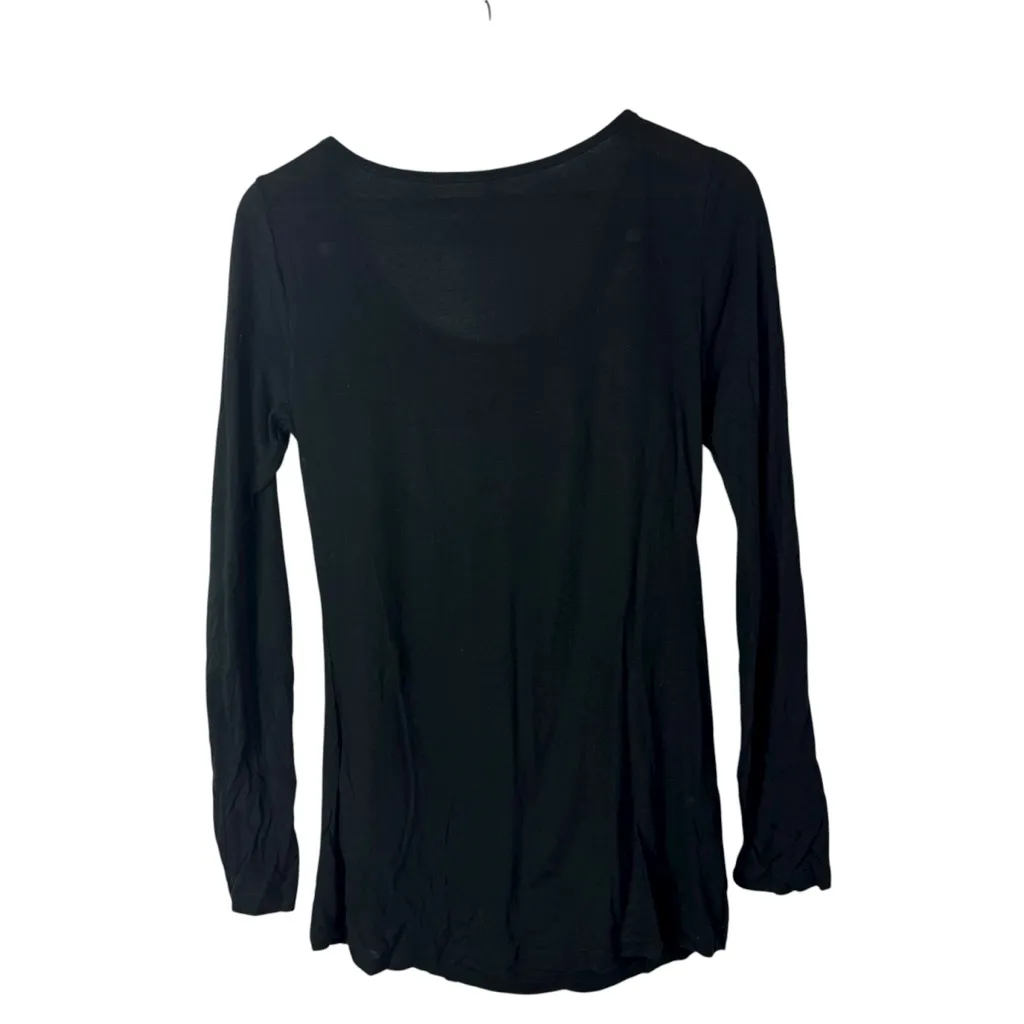 Mossimo Black Drape Neck Fitted Y2K Long Sleeve Top M Size M - Image 2