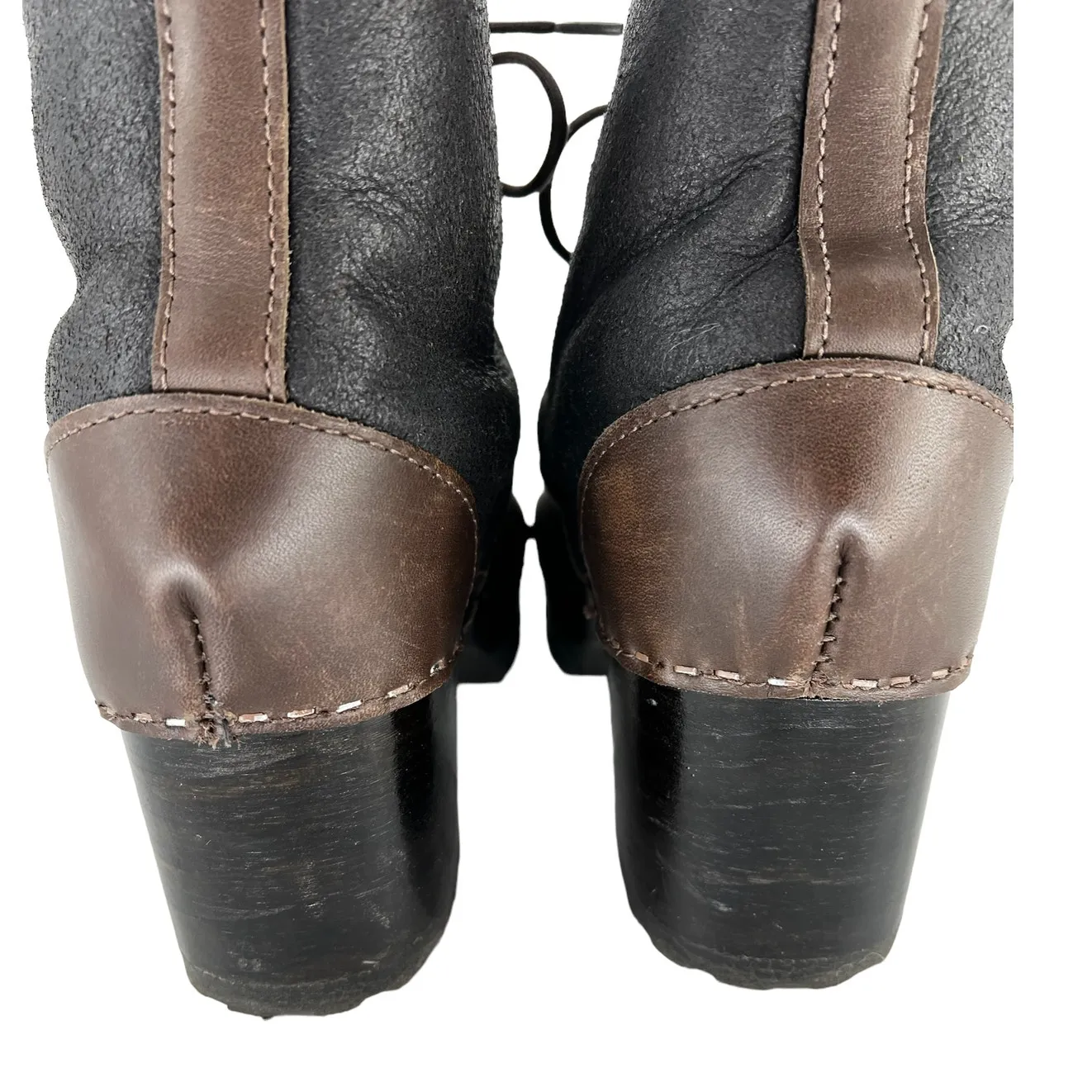 No. 6 Lander Shearling Lace Up Clog Boots in Dark Brown Size 9 - Image 12