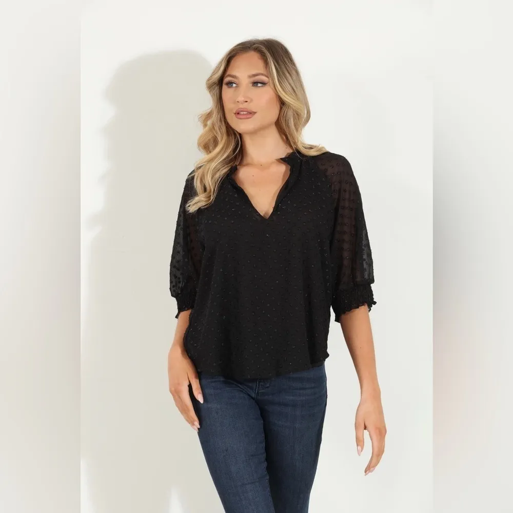 Veronica M NWT Swiss dot White Textured Women's Top - S - Image 2