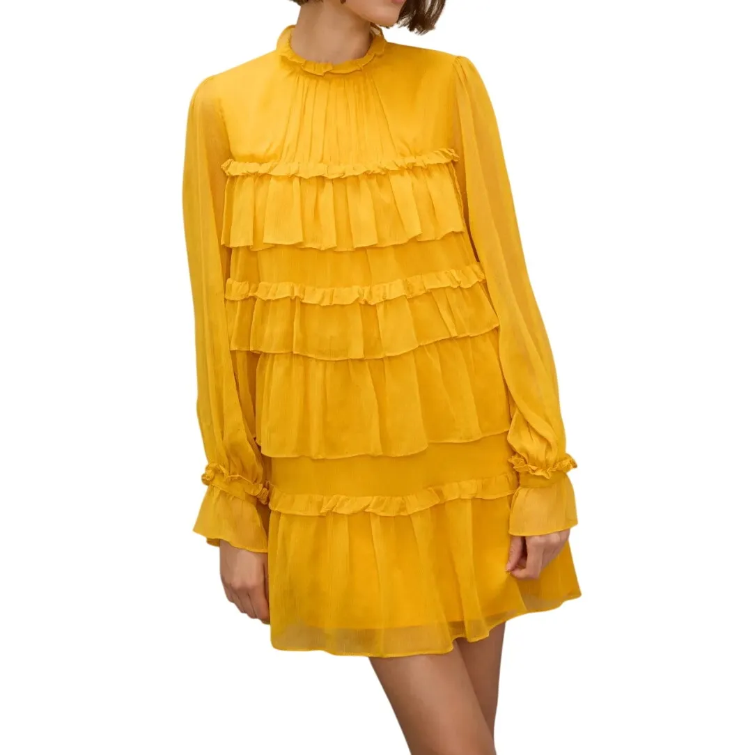 Adam Lippes x RTR Tiered Ruffle Dress in Yellow, Size US 12 - Image 2