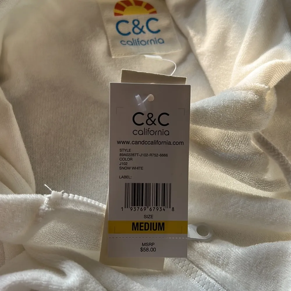 C&C Terry Cover Up Hoodie Medium NWT - Image 3