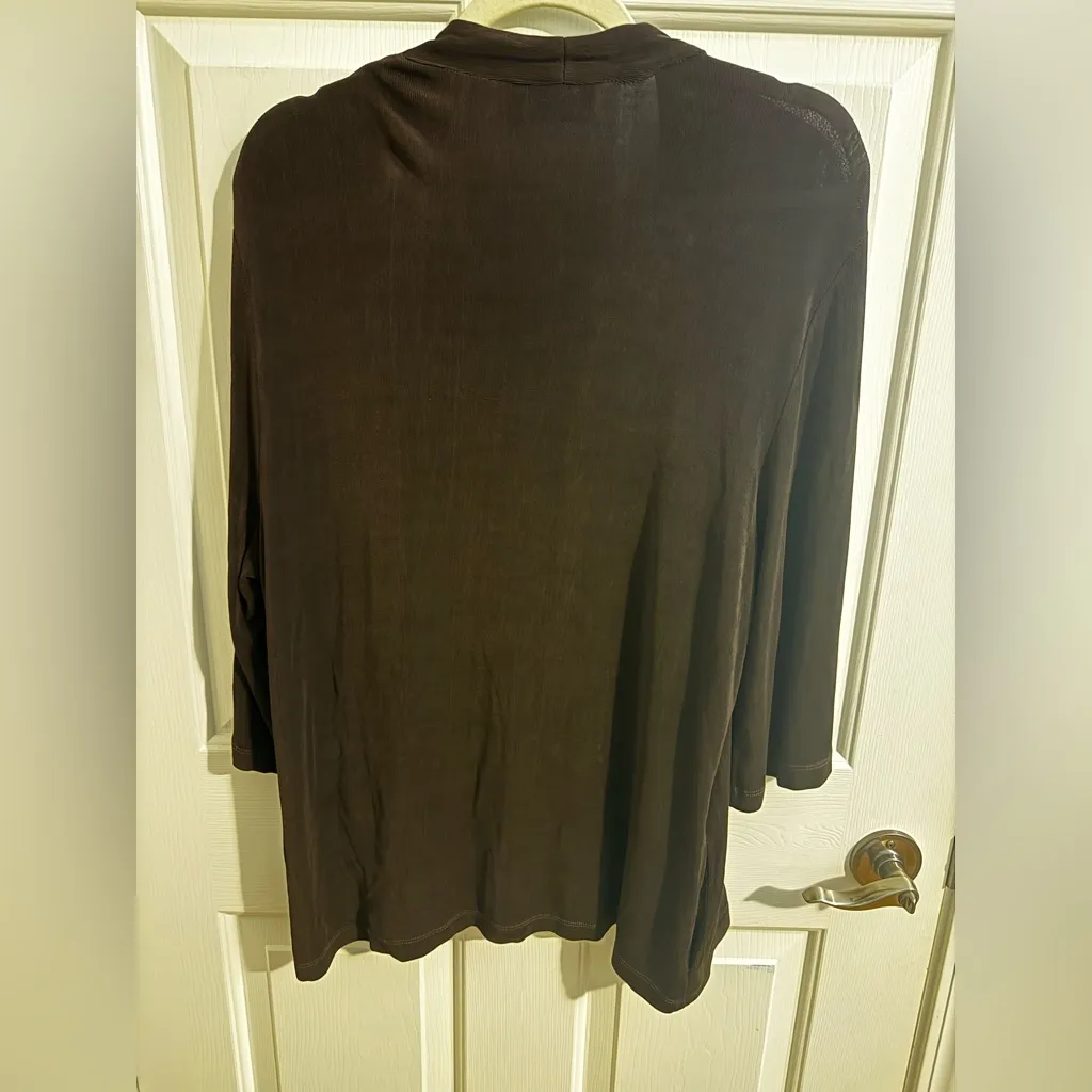 Chico's Travelers Knit Cardigan Pockets Chocolate Brown Size 3 or XL 16/18 - Image 6