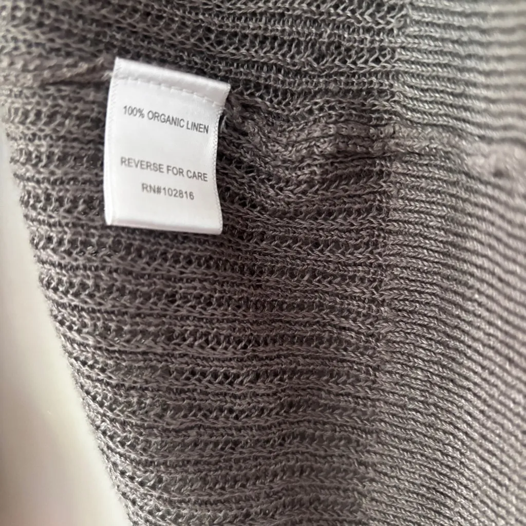 Garnet Hill Gray Grey 100% Linen Tunic Length Cardigan Size Small - Image 10