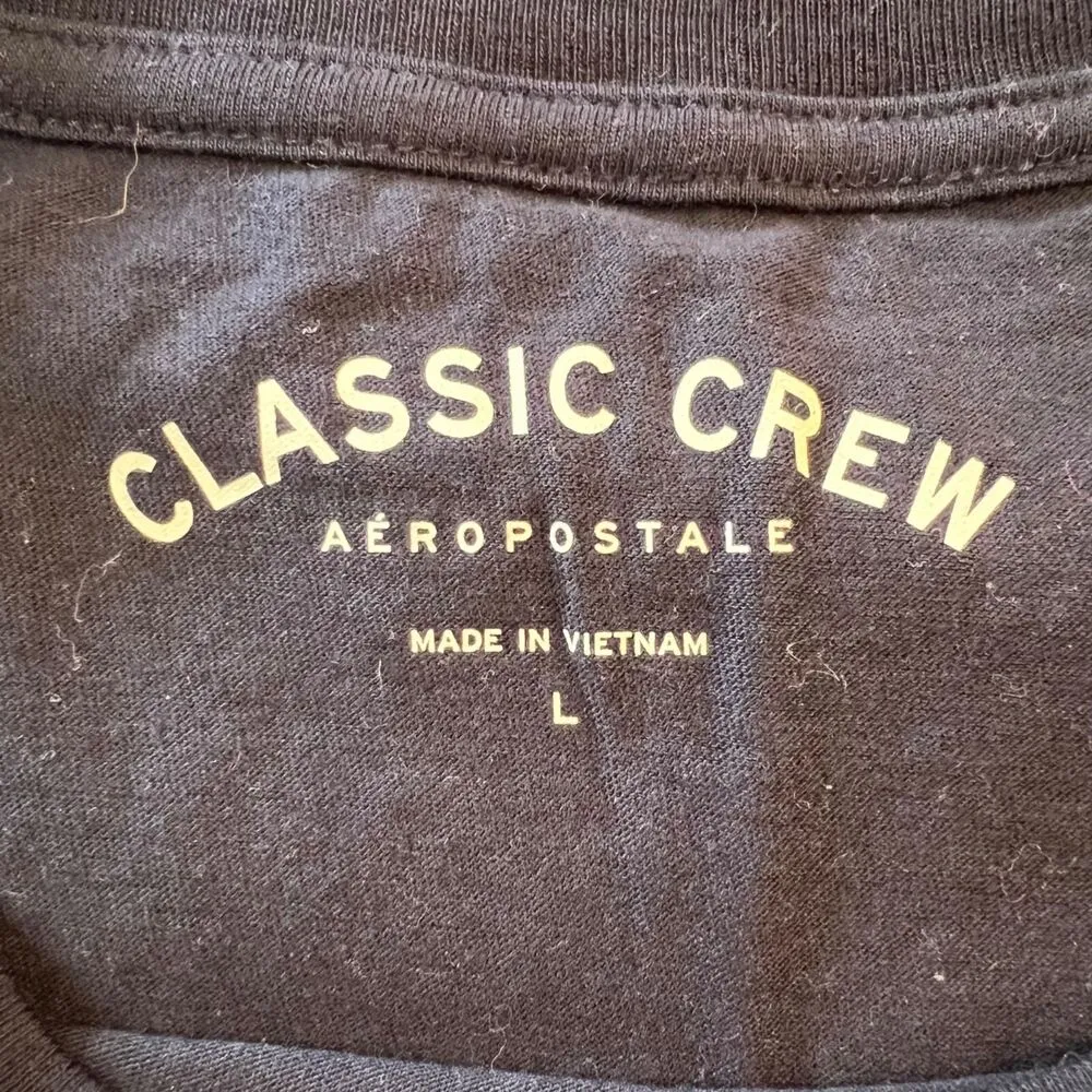 Aeropostale Womens TShirt Classic Crew Graphic Tee Navy Blue Capped Sleeve Large - Image 5