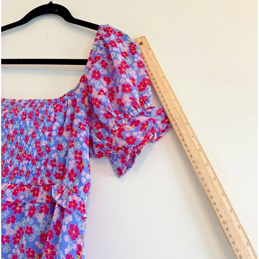 Maternity ruched bust mini short sleeve tea dress in purple floral size M - Image 8