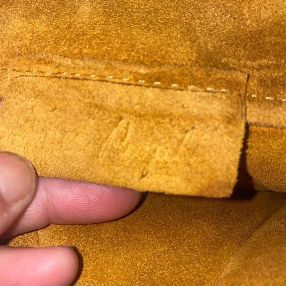 Free people genuine suede leather envelope style bag adjustable strap yellow - Image 5