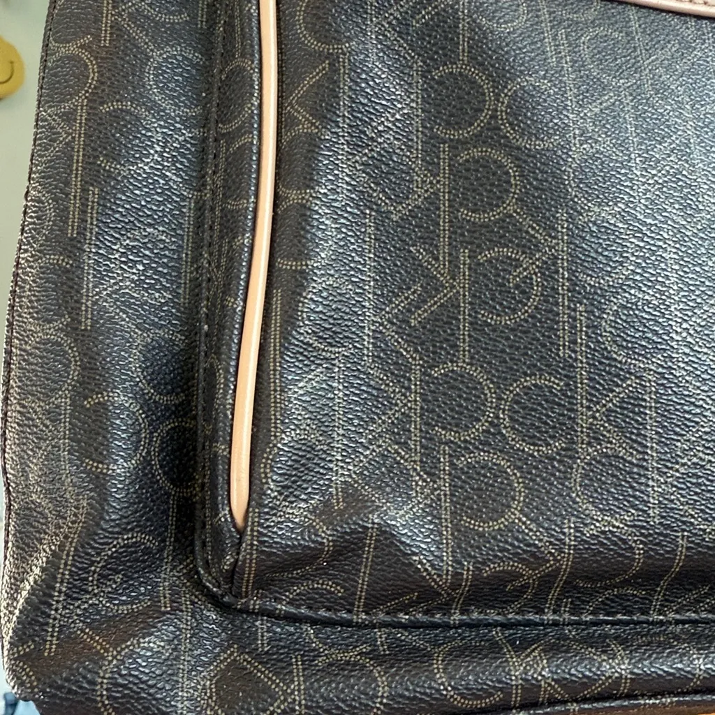 Calvin Klein Monogram Crossbody Bag Brown Beige‎ Tan Adjustable Strap - Image 7