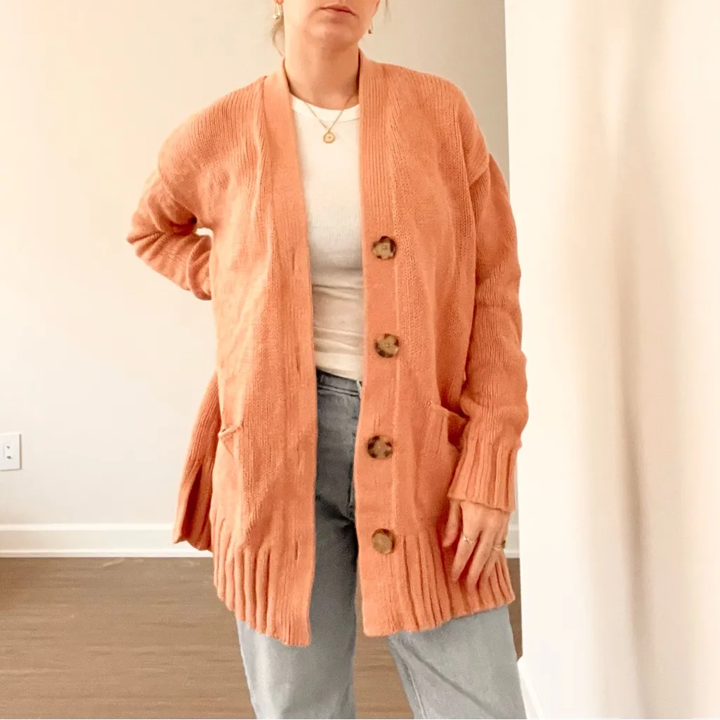 LOFT Coral Oversized Button-Up Cardigan - Image 2