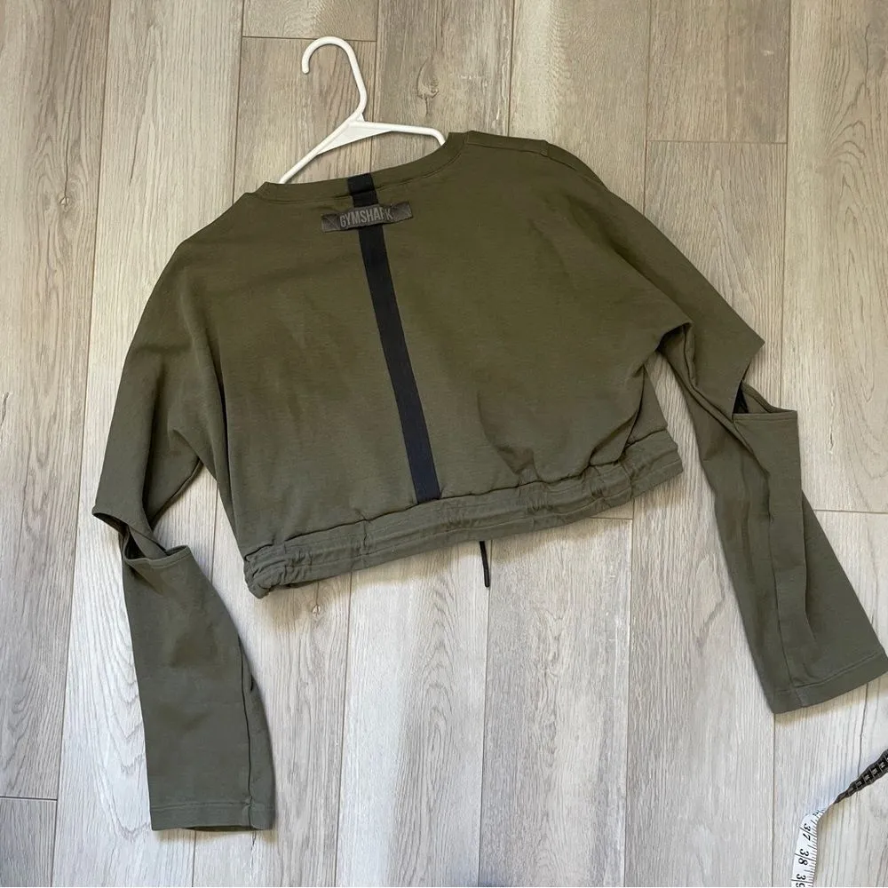 Gymshark Box Utility Sweater Green (Small) workout cropped cutout athleisure - Image 5