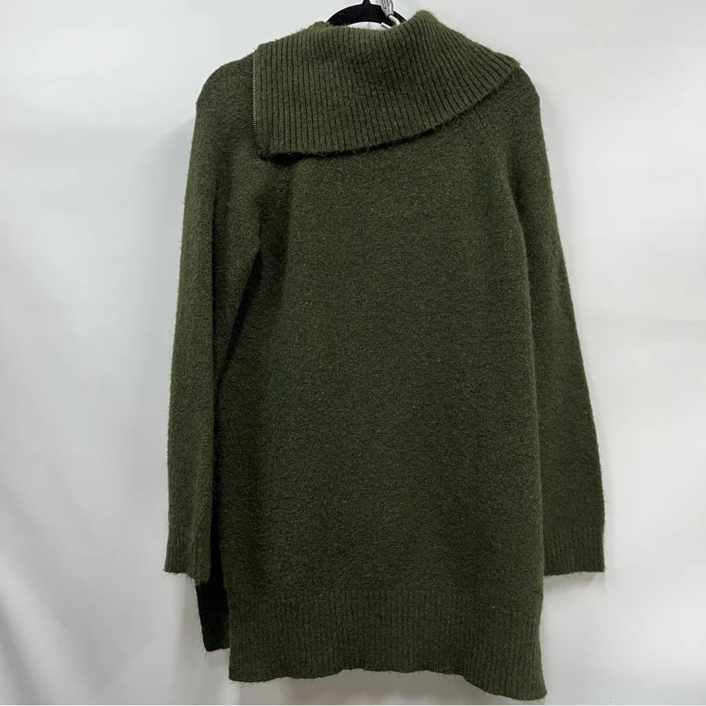 Adrienne Vittadini L Forest Green pullover zipper Cowl Neck Sweater - Image 10