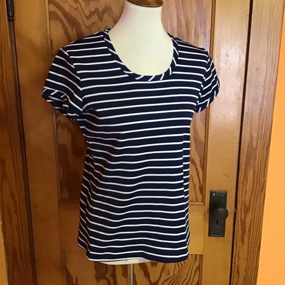 VTG Mod striped polyester shirt Blue Size M - Image 9