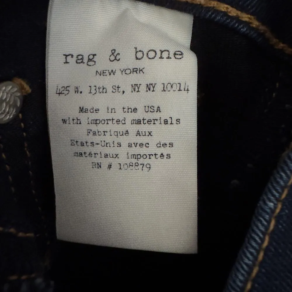 Rag & Bone Dark Wash Skinny Jeans 5-Pocket button zip Cotton stretch Made in USA - Image 10
