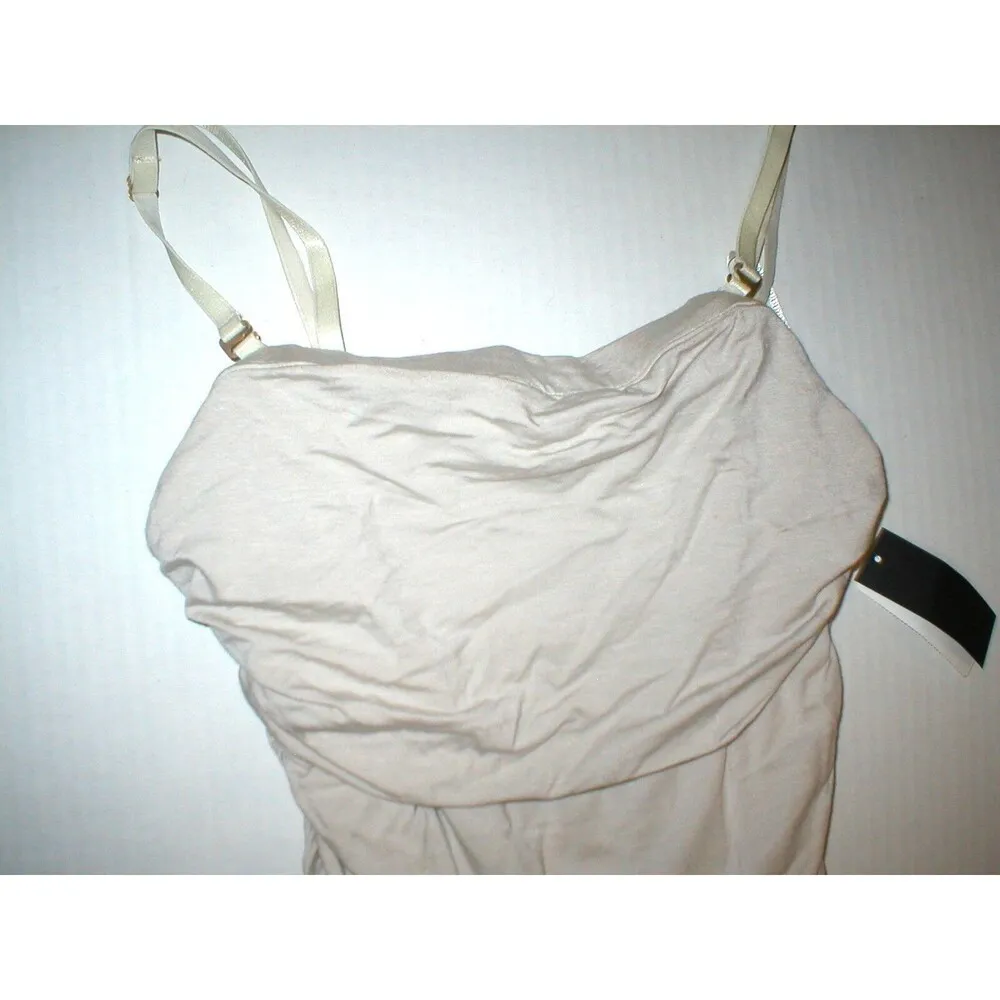 NWT New Designer Josie Natori Top Tank S Beige Ruched Adjustable Convertible Str - Image 2