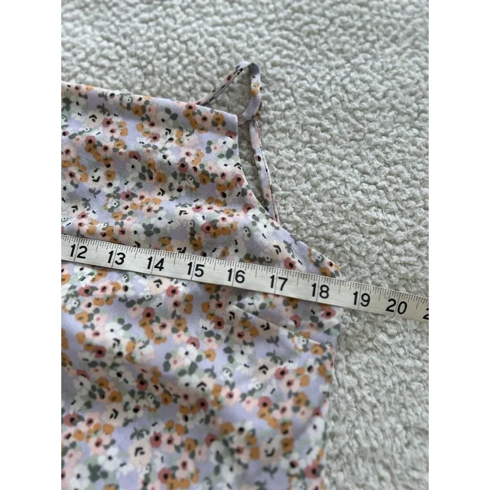 Le Lis Collection Women's Drape Front Halter Top Lilac OrangeFloral Print Size L - Image 6