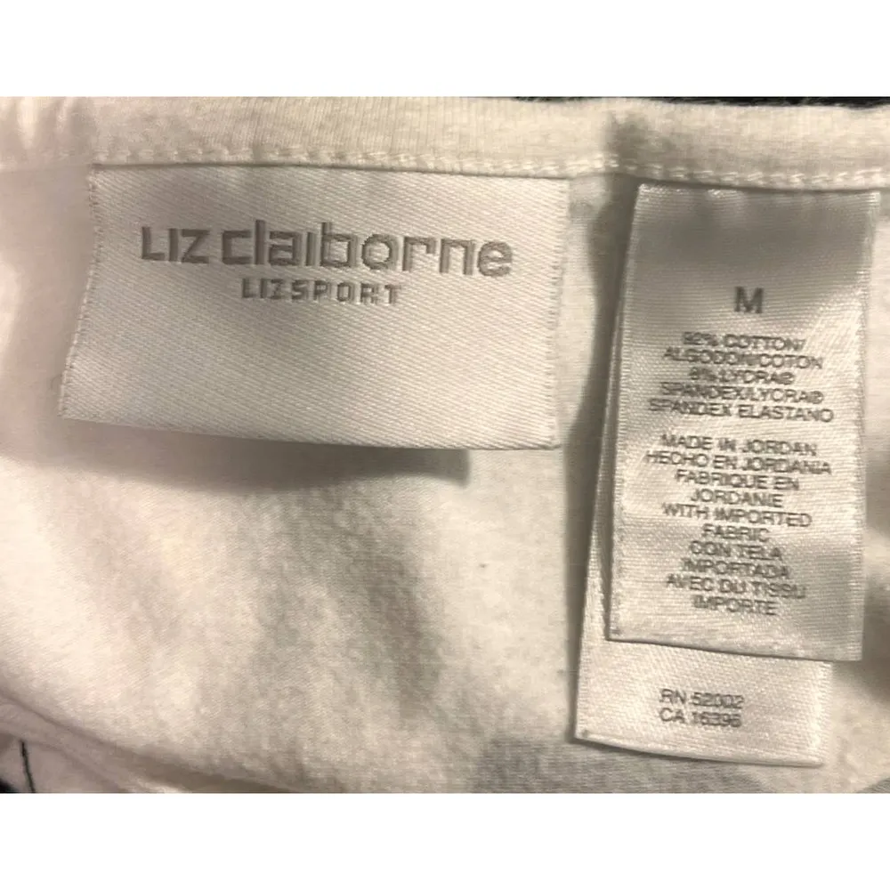 Liz Claiborne Tank White Black Floral‎ Size M 20 1/2" Long x 18 1/2" Pit to Pit - Image 3