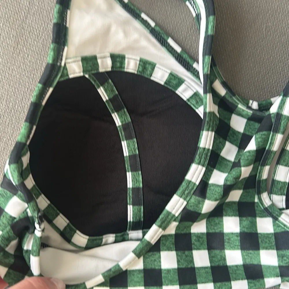 Albion Green White Check Pattern Racerback Sports Bra Size Small - Image 4