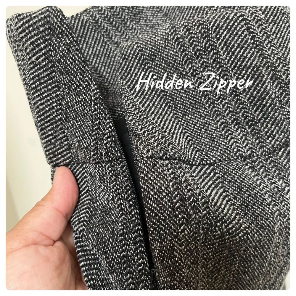 Interplay Couture Gray Herringbone A Line Fully Lined Skirt Size 6 Workwear - Image 5