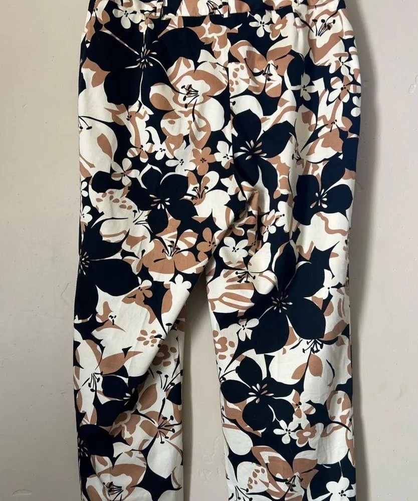 Charter Club Women’s Blk Tan Floral Print Allison Fit Capri Pants Sz 8 - Image 4