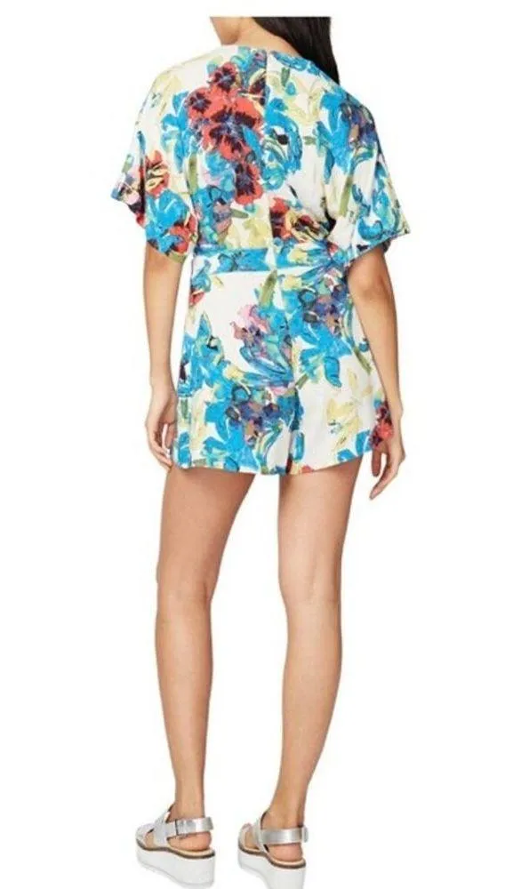 Rachel Roy Womens Floral Blue open back Romper Jumpsuit size 4 - Image 11