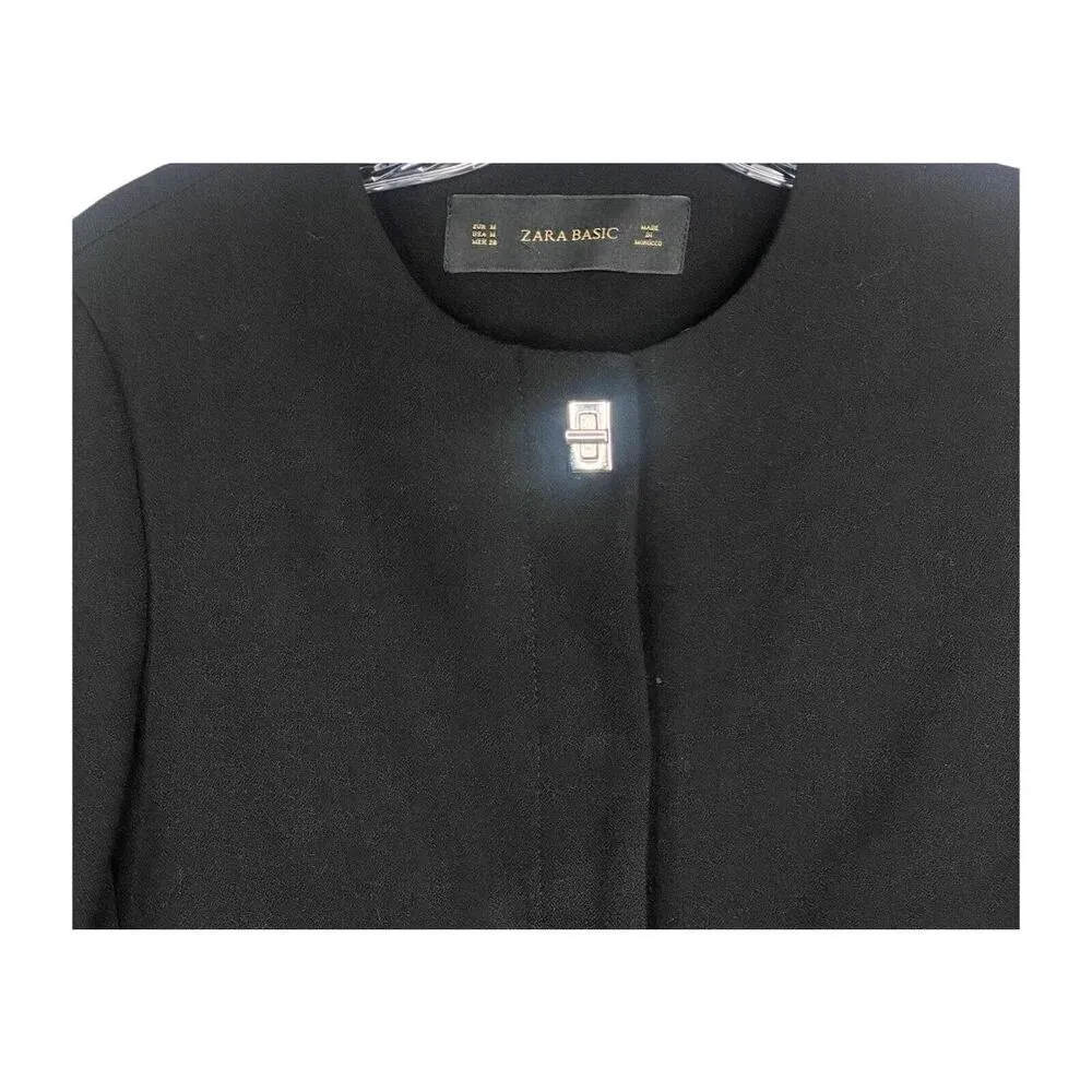 ZARA Professional Button Down Long Sleeve Suit Blazer Lined M Black #2967 - Image 5