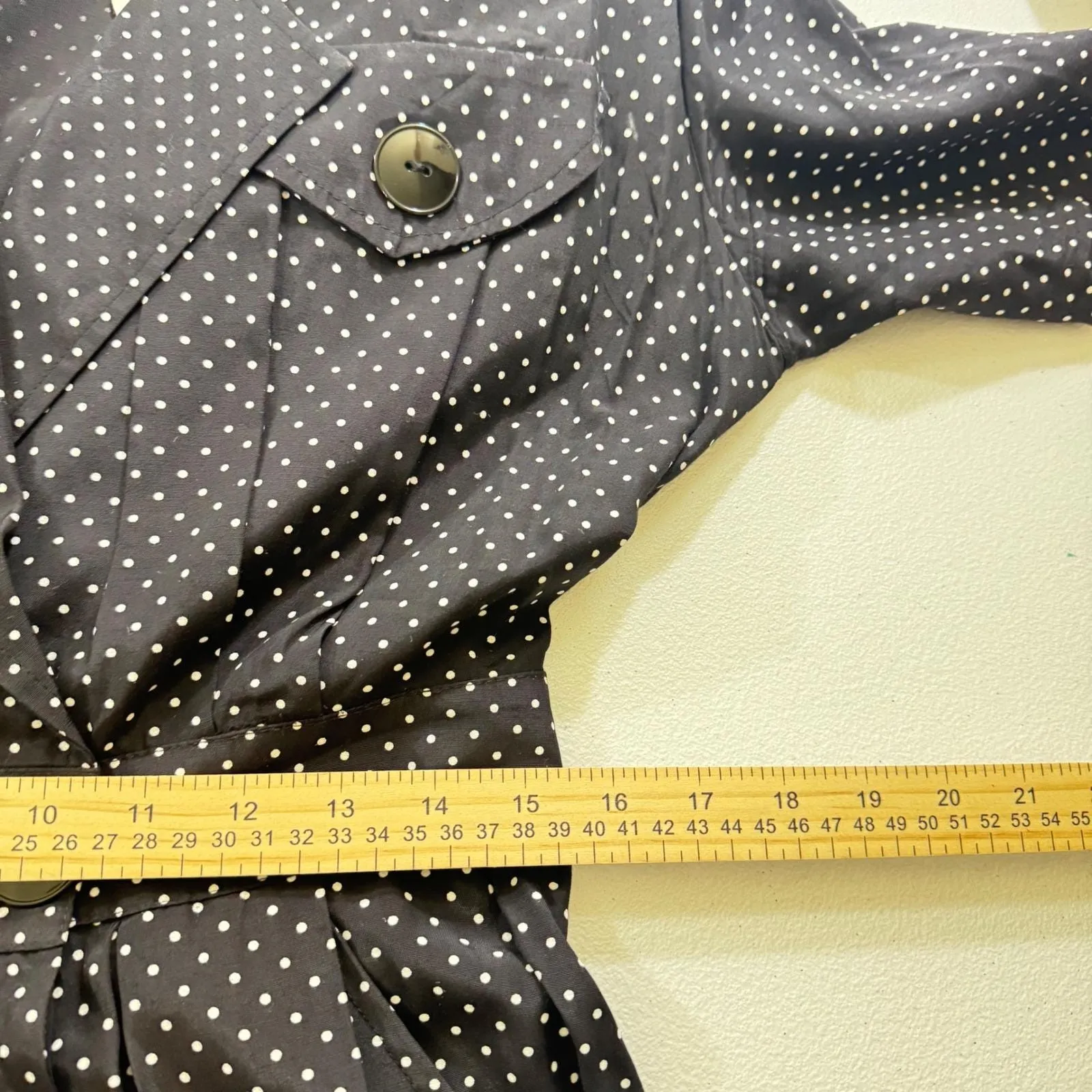 VTG 70 80 SJ Fashion PolkaDot Romper Black White Button Detail USA 16 whimsical - Image 6