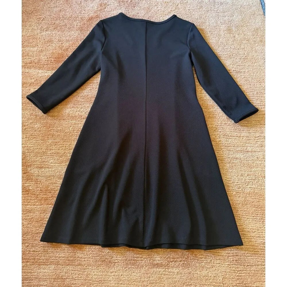 Julian Taylor Black A-Line Dress Women 6 3/4 Sleeve Pockets Work Office Classic - Image 8
