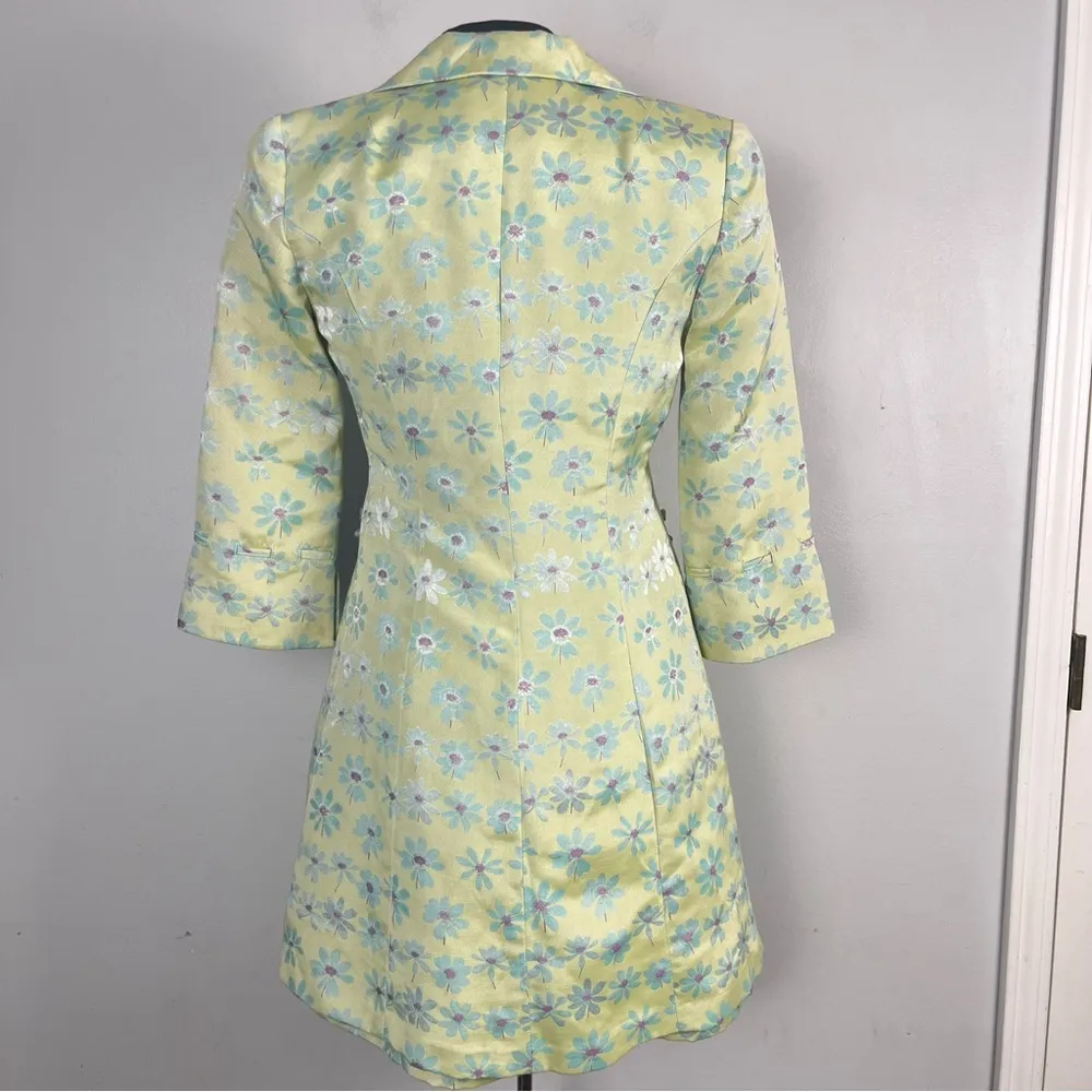 Vintage 90s Nanette Lepore two piece dress jacket green floral size 2 - Image 5