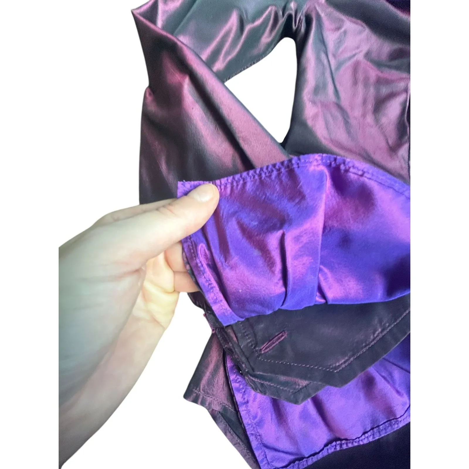 Etro Milano Womens Iridescent Ruffle Neck Long Sleeve Blouse Size 42 Purple Size L - Image 3