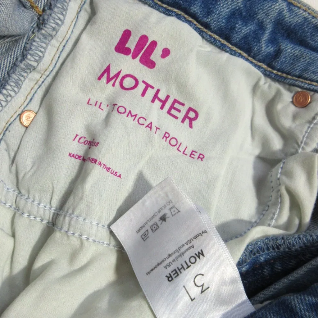 NWT Mother Superior LIL The Tomcat Roller in I Confess Wide Leg Jeans 31 Blue - Image 4