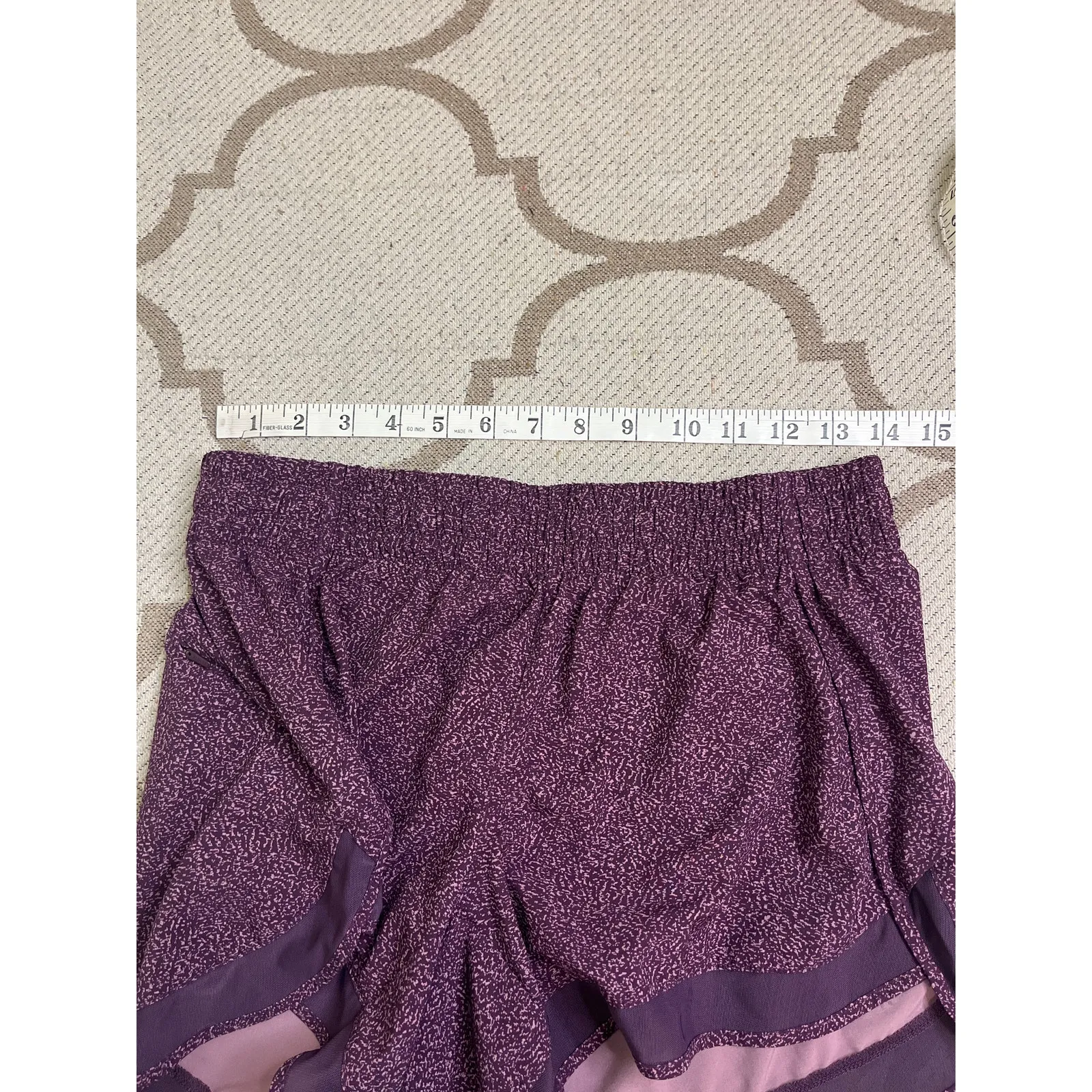 Athleta Printed Mesh Racer Run Short, 4”, size small, violet static - Image 4