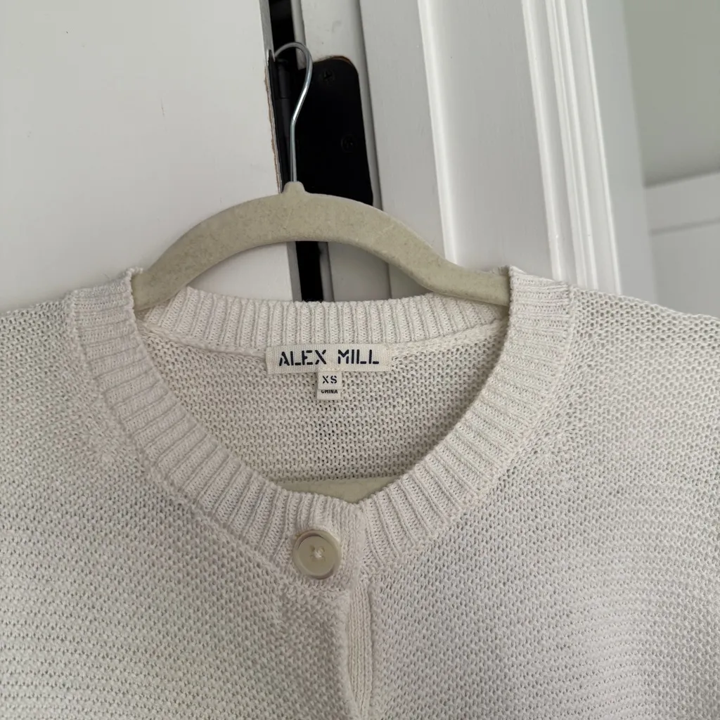 Alex Mill Cream Knit Cardigan Elle Sweater In Linen Cotton Off White Size XS - Image 4