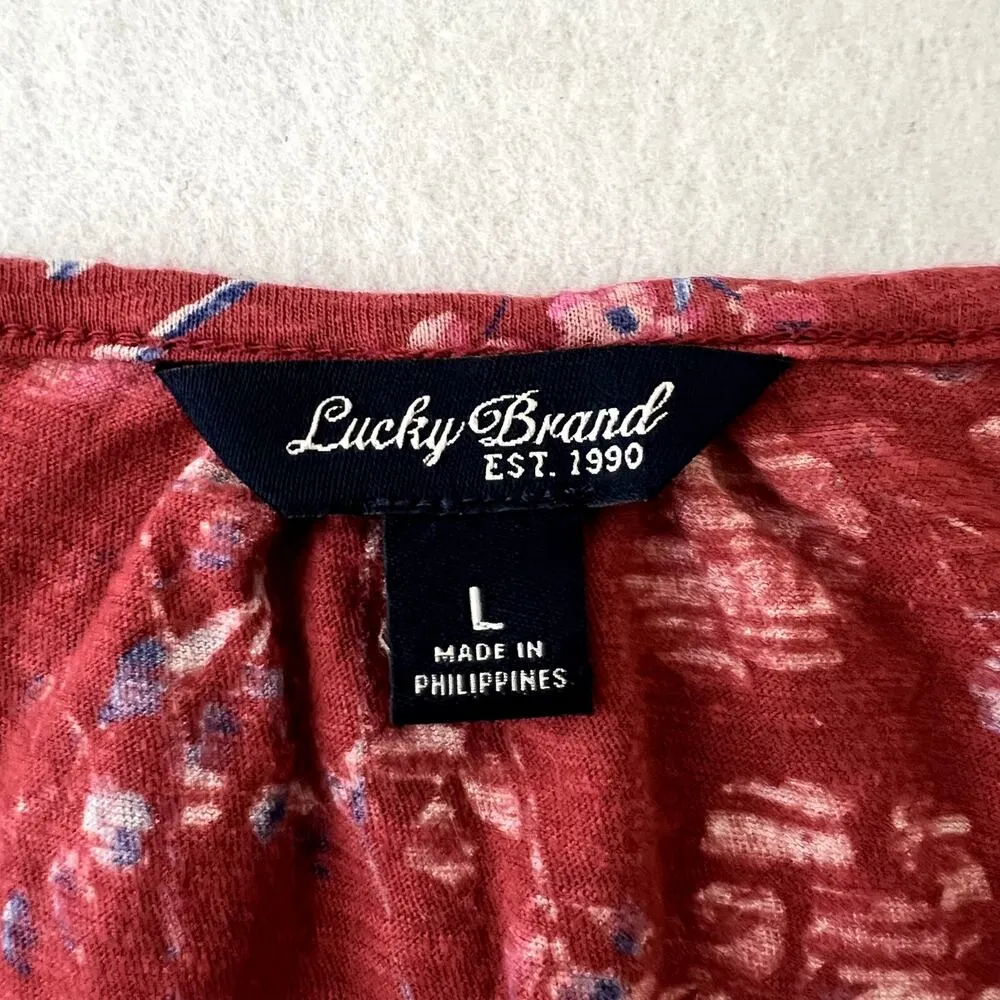 Lucky Brand Red Floral V Neck Top - Image 6