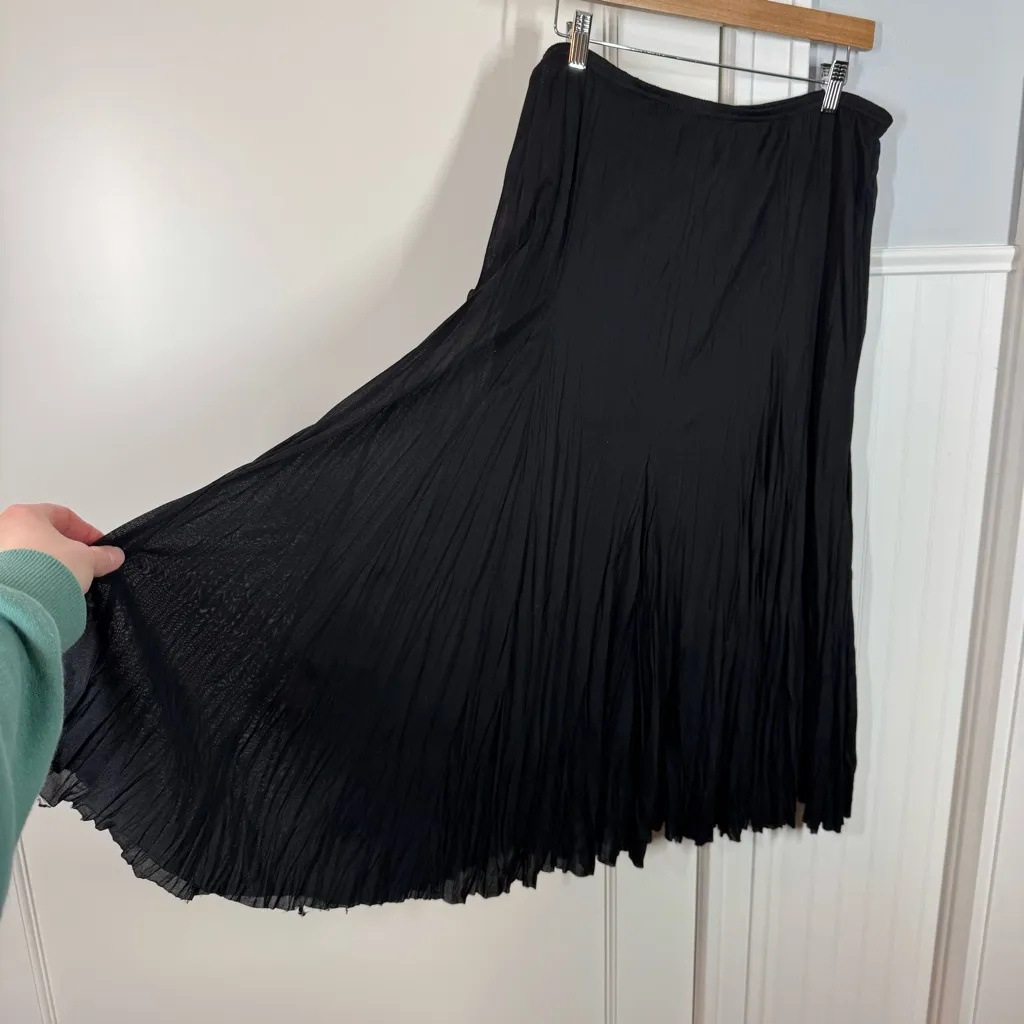 Vintage Pleated Broomstick black Midi Maxi Skirt Size Large Goth Whimsigoth Boho - Image 2