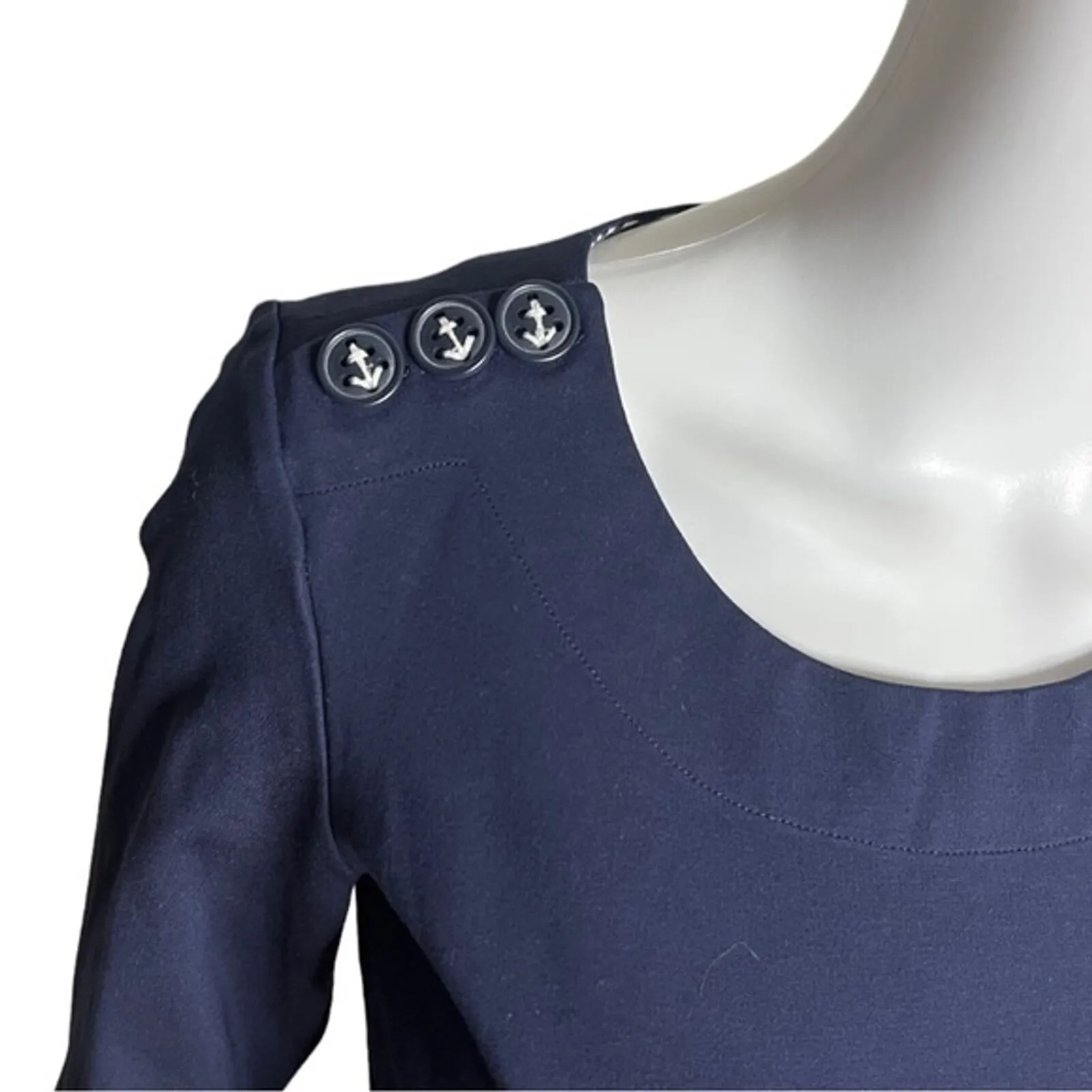 Boden Shirt Womens 4‎ Navy Blue Anchor Button Evie Ponte Top Preppy Nautical - Image 5