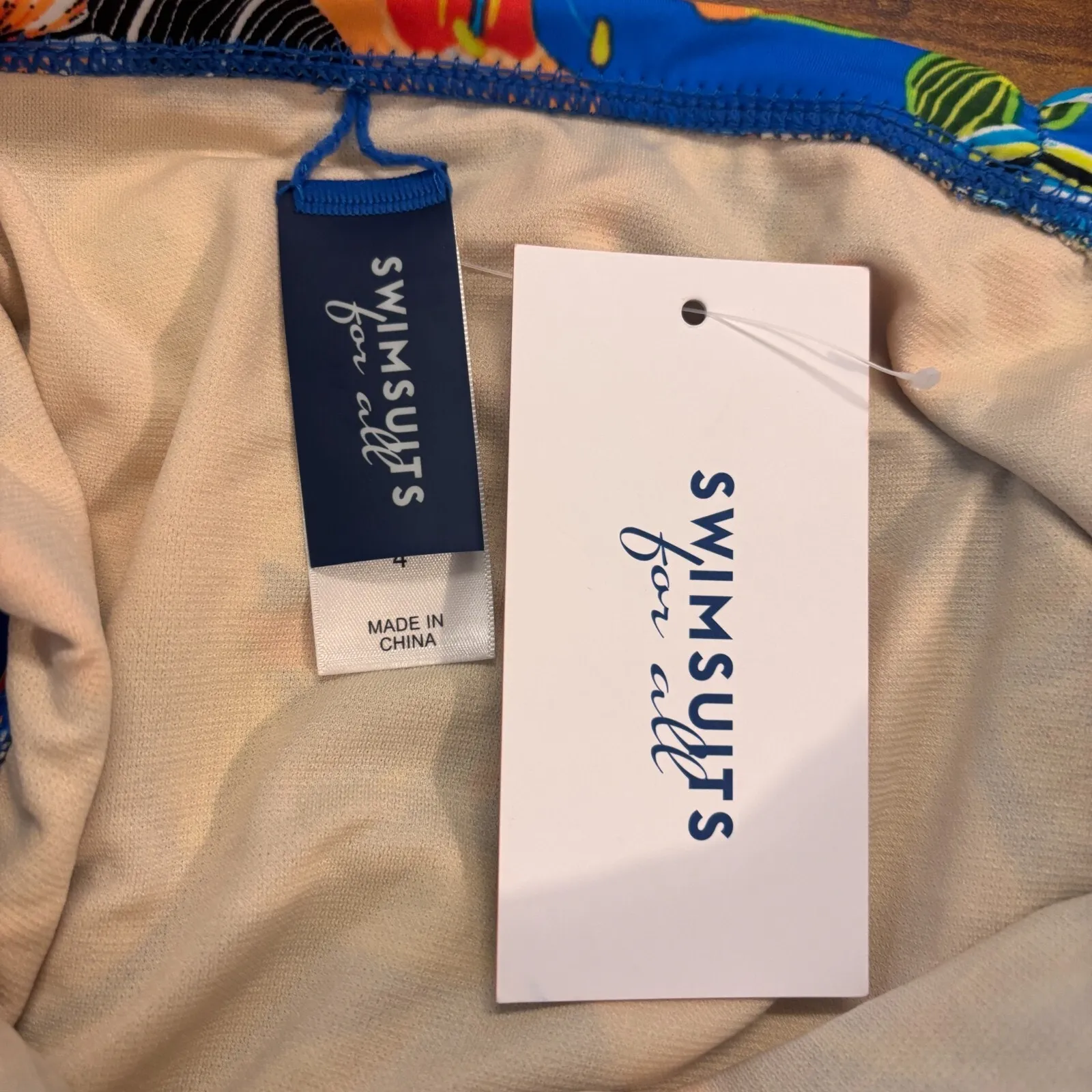 NWT Swimsuits For All Size 4‎ Hawaiian Floral Print Swim Bottoms Slimming Bikini Blue - Image 7