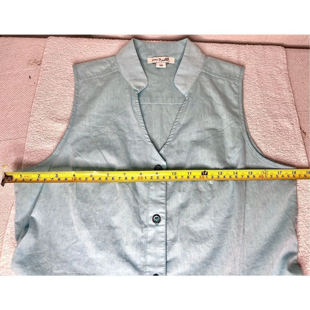 Women’s Simply Noelle Sleveless Button Up Blouse Light Blue Size S/M 8/10 - Image 5